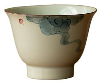 Infusor de Té Taza de té china, taza de café de viaje, pintada a mano, azul y blanco, bajo cubierta, taza de anfitrión de nube auspiciosa, taza de té antigua de kung fu for hombres y mujeres, taza de