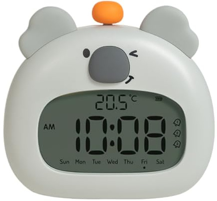 Doiyislem Reloj Despertador para Niños,Reloj Despertador de Peluche Koala con Luz Nocturna para Habitación Infantil | Gestor de Tiempo Recargable con Luz Nocturna para Dormitorio