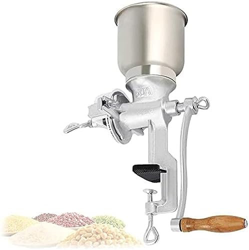Molinillo de maíz manual de hierro fundido con tolva grande para moler nueces, especias, trigo, café