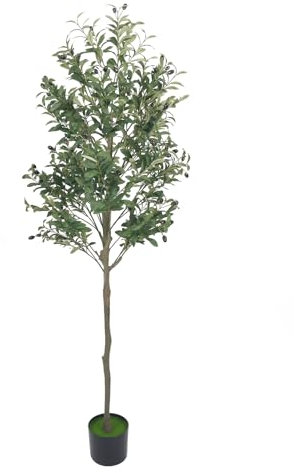 Wiyuer Olivo Artificial de 180 cm, Polietileno, Plantas Artificiales Inodoros, Grandes, Tropicales, Regalo para Casa, Oficina, Jardín