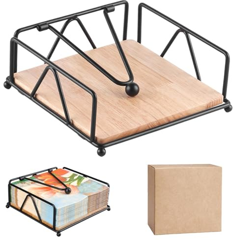 Zyiphor Portatovaglioli da Tavola, Porta Tovaglioli da Tavolo Nero 18 x 18 x 8 cm con Braccio a Tensione Ponderata Supporto per Tovaglioli di Carta per Tavoli da Picnic e Ricevimenti