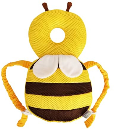 Syengery Protector De Cabeza para Bebe, Almohadillas De Seguridad Ajustables para Bebes, Mochila De Protección para Cabeza para Bebé De 4 A 24 Meses para Gatear Y Caminar, Abejas