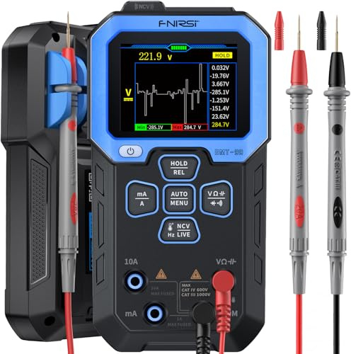 FNIRSI DMT-99 Digital Multimeter mit 9999 Counts, TRMS, Wiederaufladbarem Voltmeter mit Automatischer Bereichswahl, Aufzeichnungs und Überwachungsmodus, Widerstands, Kapazitäts, Dioden, Frequenz, NCV