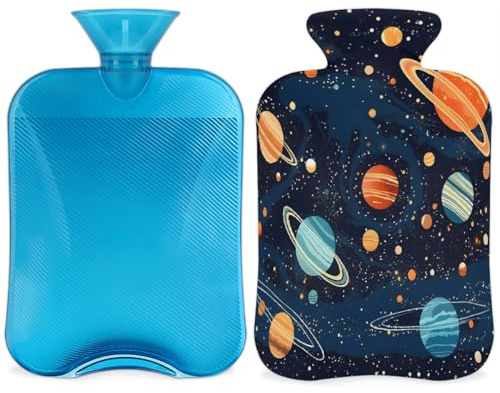 Borsa dell'acqua calda con coperchio, 2 l, per alleviare il dolore, collo morbido e spalle, mani e piedi, impacco caldo e freddo, per adulti e bambini