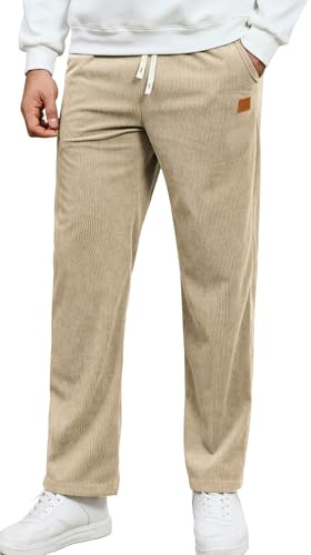 Curluriy Pantaloni da Uomo Velluto a Coste Casual Pantaloni con Coulisse Elastico in Vita Pantalone con Tasca Autunno Inverno