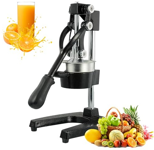 Cast Irons Citrus Juicer Manual, Heavy-Duty Hand Press Lemon Squeezer with 304 Stainless Steel Cone Filter, for Apple Orange Lemon Grapefruit