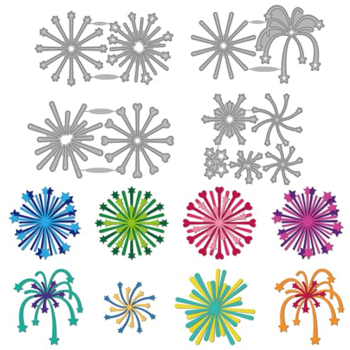 MAYJOYDIY Matrices de Découpe en Métal pour Feux D'Artifice Pochoirs de Découpe pour Feux D'Artifice Motif Étoile D'Amour Modèle de Gaufrage pour Fabrication de Cartes Scrapbooking Décoration