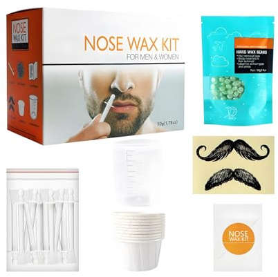 Nasenwachs-Set – mit Applikatoren, tragbares Schnellreinigungs- -Set, Nasen- -Haarentfernung, Wachsperlen, für Männer und Frauen, Bart, Lippen, Fusseln, Ohren, Nasen-Schnurrbart