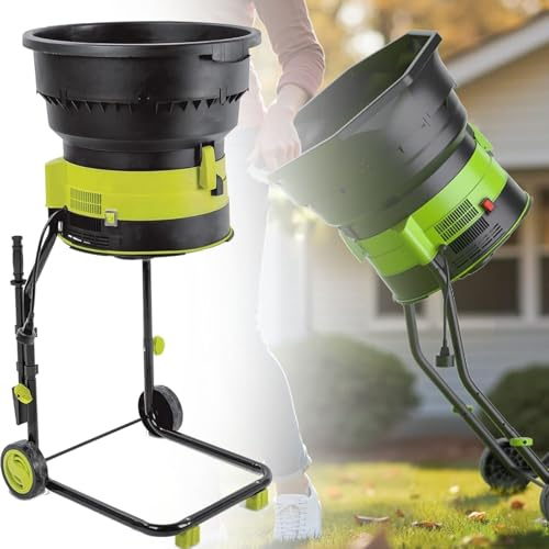 Electric Leaf Mulcher Shredder,2500W with Wheels, Garden Cleanup Tool, 8000RPM Chipper, Composting Machine, for Leaves, Grass, Garden Clippings(60mxpowercord)