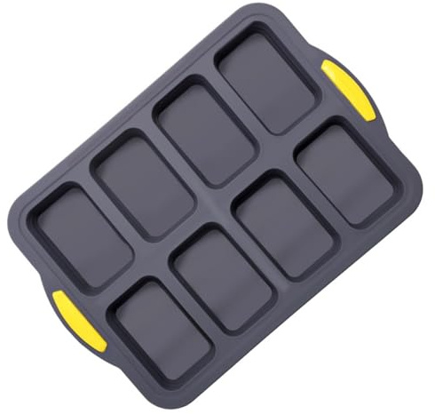 NiuLumea Molde de silicona con marco de metal, bandeja antiadherente de 8 cavidades para brownies, magdalenas, tartas de queso, pan, cubitos de hielo, fabricación de jabón, apto para horno hasta 230 ℃
