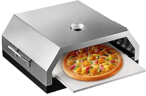 Four à pizza portable en acier inoxydable – Poignée de transport portable, jauge de température intégrée, double usage pour la maison et l'extérieur, barbecue à pizza de style américain