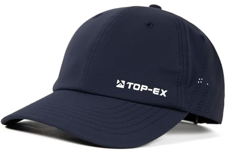TOP-EX Cooling Performance Baseball Hats Caps for Men Waterproof Breathable Running Golf Sun UV Protection Fitted Workout Big Head Sweat Adjustable Navy Blue Medium Large M L