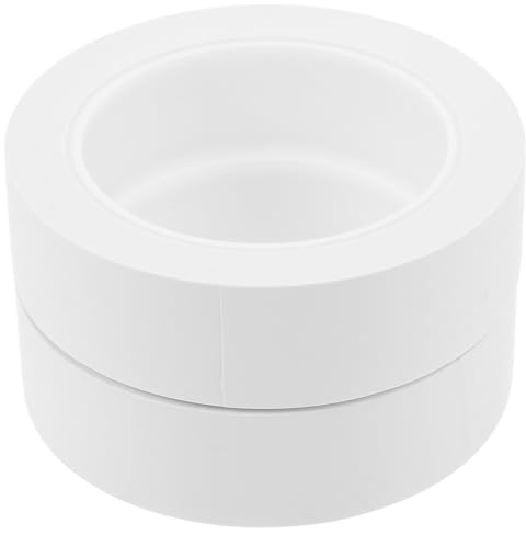 DEARMAMY 2pcs White Warning Tape 30mm X 33m for Court and Field Marking, Sturdy Floor Tape for Sports Stadiums, Workshop, and Subway Boundary Lines