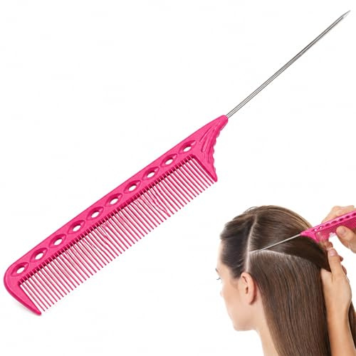 102 Pin Tail Comb for Hair Styling – Pink Professional Hairdressing Comb with Fine Metal Tail – Heat Resistant Up to 220°C – Ideal for Sectioning, Backcombing, Perm Winding & Tint Foiling – 0.09 kg