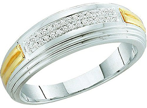 Herren-Ehering mit 0,10 Karat (Karat), platiniertes Sterlingsilber, weißer Diamant, Hip-Hop, Ehering, Platin, Sterlingsilber, Edelstein, Weißer Diamant