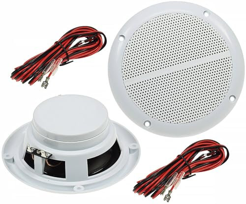 Coppia di altoparlanti esterni da 127 mm/5, 80 Watt, da incasso, per parete e soffitto, IP44, adatti per interni ed esterni, 2 pezzi, colore bianco