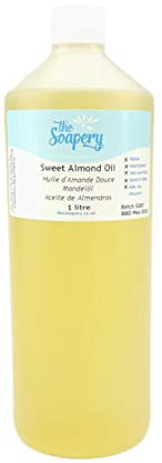 Sweet Almond Oil - 1 Litre Cosmetic Grade for Massage, Aromatherapy, Soaps, Lotions.