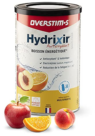 OVERSTIM.s– Boisson Hydrixir Antioxydant (600g) - Boisson énergétique isotonique pour le sport – Electrolytes (sodium,magnésium) – Vitamines (B1,B6,C,E) – Réduction de la fatigue - Saveur Multifruits