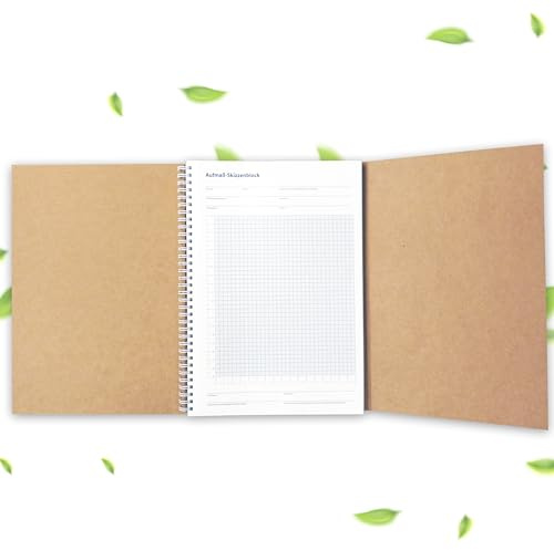 KOCHDIALOG Aufmaß Skizzenblock Bauleistungen – Aufmaßblock für Handwerker als Aufmaßbuch für Skizzen 1 Stück A4, selbstdurchschreibend, 2x50 Blatt, in stabiler Ringbindung, extra stabiler Umschlag