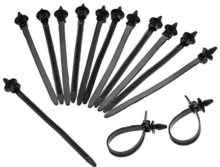 Mtsooning 30Pcs Push Mount Cable Ties Buckle,8x14cm Heavy Duty Self Locking | Wiring Tie Wraps,Black Nylon Push-in Zip Ties,Universal Cable Tidy Wraps and Clips for Car Daily Auto Fixing