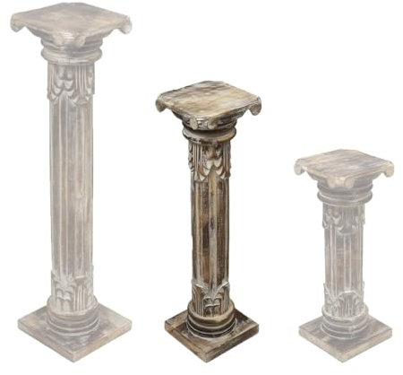 Oriental Galerie Säule Blumensäule Dekosäule Ständer Sockel Podest Blumenständer Holz Braun/Brownwash 80 cm