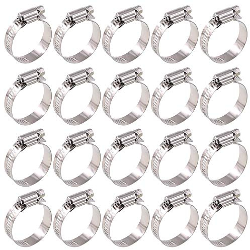 Glarks Schneckengetriebe-Schlauchschellen, 304 Edelstahl, verstellbar, 21–44 mm, 20 Stück, Kraftstoffleitungsschelle für Wasserleitungen, Sanitär, Automobil- und mechanische Anwendungen (21–44 mm)