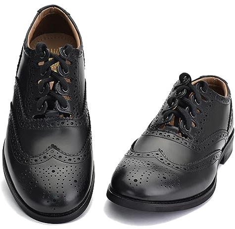 Economy Ghillie Brogue Full Soft Leather Upper and Comfort Rubber Sole - UK Size 9 Black