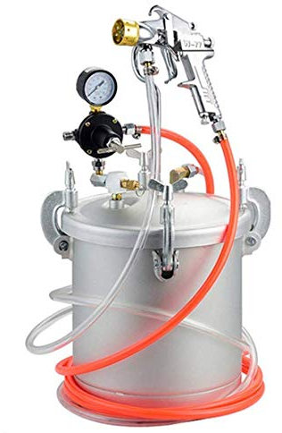YUNSHINE High Pressure Pot Tank & Air Paint Spray Gun with Pressure Gauge & Paint Tube for Industrial Commercial Painting Colorful Latex Paint (10L)