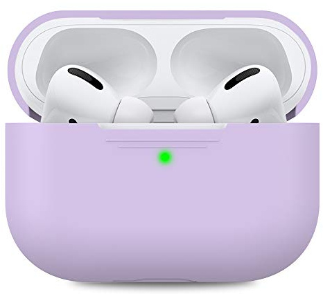 AHASTYLE Custodia protettiva per AirPods Pro [LED anteriore visibile] compatibile con Apple AirPods Pro 2019 (senza moschettone, lavanda)
