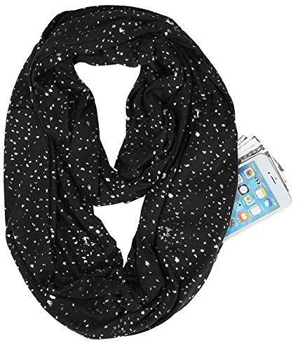 Ulalaza Infinity Scarf with Hidden Zipper Pocket Lightweight Travel Wrap for Women Girls