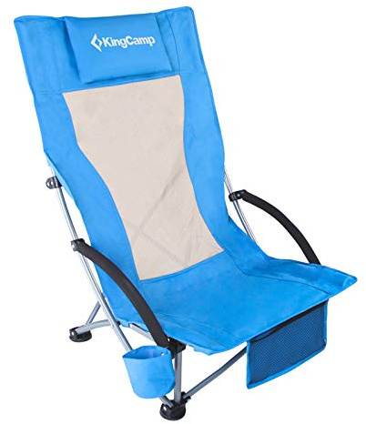 KingCamp Strand Liege Stuhl Hoch Lehne Camping Klapp Falt Sessel Niedrig 136 kg Royal Blue
