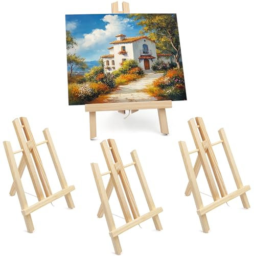 Belle Vous Tischstaffelei aus Holz (4 Stk) - 30cm Kiefernholz Staffelei Dreifuß Holzstaffelei Klein, Tisch Staffelei Holzständer Stativ zum Zeichnen, Malen, Fotos Aufstellen, Kunst, Basteln Kinder