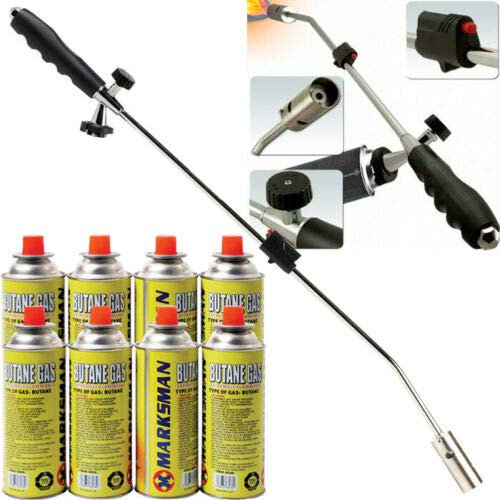 Butane Gas Weed Weed Killer Burner Wand Blowtorch Garden Outdoor Blow Torch Weeds Killer Burner Pest Control Moss Fungus + 8 Canisters