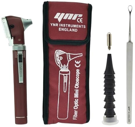 YNR Mini Otoscopio, Ingrandimento Diagnostica Otoscopio Con LED Diretto Luce, Orecchio Cera Solvente, Sano Strumento Per Dottori Infermieri Adulti Bambini Elder Animali Domestici - Bordeaux