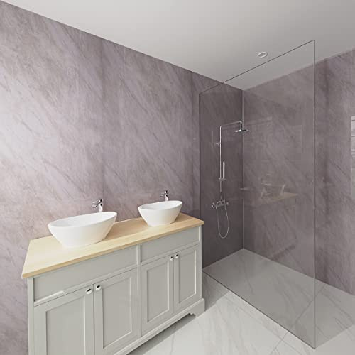 NRG 1mx2.4mx10mm Bathroom Wall Cladding PVC Panel Pergamon Marble 2PCS | Large, Shower Wet Wall Panel, Gloss, for Shower Room, Kitchen, Ceiling, Wet room, Shower Enclosure