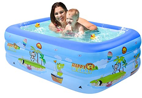 Inflatable Kiddie Pool, 59 X 43X 19.5 Family Swimming Pool for Kids, Toddlers, Infant, Adult, Full-Sized Inflatable Blow Up Pool for Ages 3+, Outdoor, Backyard, Garden