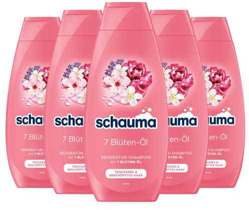 Schwarzkopf Schauma Reparatur-Shampoo 7 Blüten-Öl (400 ml), Haarshampoo glättet und repariert jede Haarsträhne, Repair Shampoo für trockenes & erschöpftes Haar