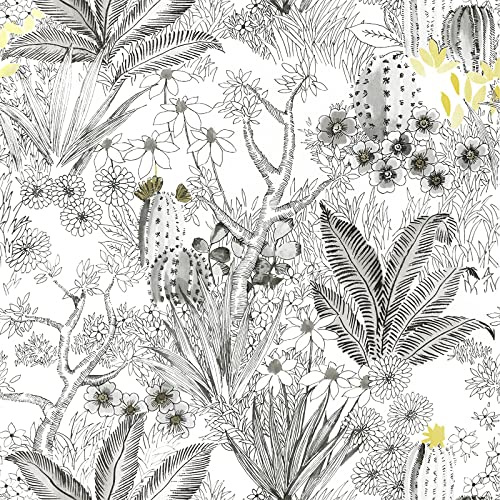 Wudnaye Floral Peel and Stick Wallpaper Vintage Contact Paper 17.7 inch×196.8 inch Gray Flower Wallpapers Self Adhesive Removable White and Black Contact Paper Waterproof for Bathroom Vinyl