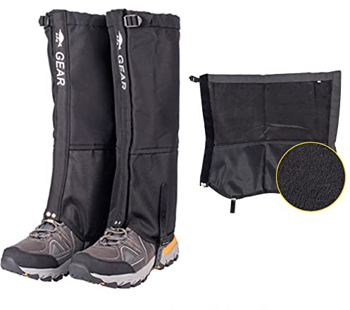 Gamaschen Wasserdicht Wandern Leg Guards Gaiter for Herren Damen Kinder Outdoor Regengamaschen Fahrrad Climbing Trekking Snow Hiking (Schwarz (warme Flusen), L(40-42))