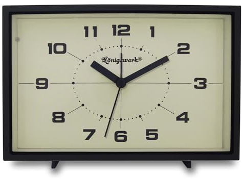 Königswerk Analog Alarm Clock, 6 inch, Black