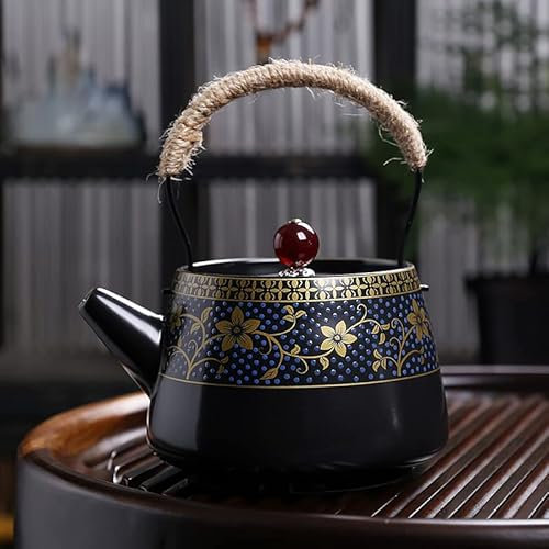 HXSCOO Théière en céramique Pot Unique avec Trou de Filtre Bouilloire chauffée théière for Ensemble de Tasses à thé théière Marocaine Orientale Barre d'argile (Color : E)
