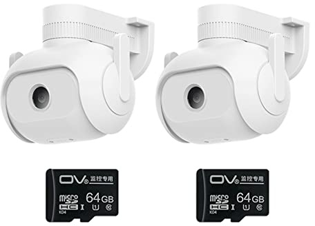 Spotlight Cámara EC5 Cámara IP Wifi al aire libre 2K HD Video vigilancia reflector Color visión nocturna Cam seguridad 360 ° CCTV Webcam (color: 2Camera añadir 64G Card, tamaño: 1)
