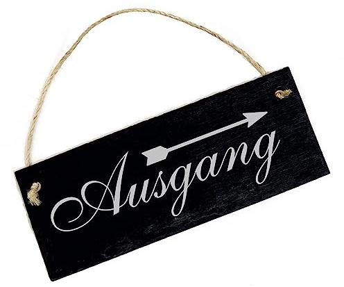 Ausgang Schild mit Pfeil Links oder Rechts - Schiefertafel graviert Richtungspfeil Türschild 22 x 8 cm (Pfeil rechts)
