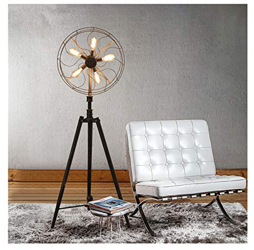 FARUTA Lampadaire Village Américain Style Rétro Industriel Vent Salon Lampe Chambre Lumière Creative Lumière Décorative Ventilateur Style Lampadaires Lampadaire (Size : Nero)