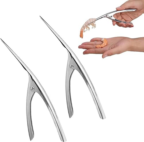 Norhogo 2 Pieces Stainless Steel Shrimp Peeler Shrimp Shrimp Shrimp Peeler Stainless Steel for Easy and Quick Shrimp Scrub, Creative Kitchen Tweezers Device for Lobster, Crab