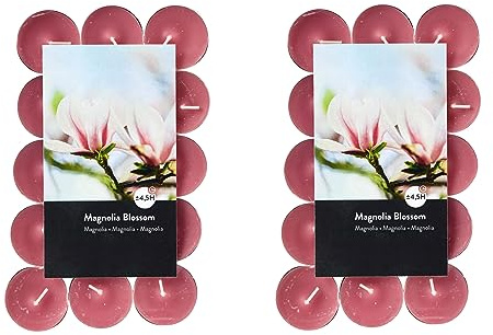 Teelichter Duft 2x30 Stück (60 Teelichter) - Brenndauer: 4,5 Std., Rußfrei - für Windlicht, Teelicht-Glas, Kerzenständer - Weihnachten, Geschenk, Deko, Hochzeit, Gastro (Rosa - Duft: Magnolienblüte)