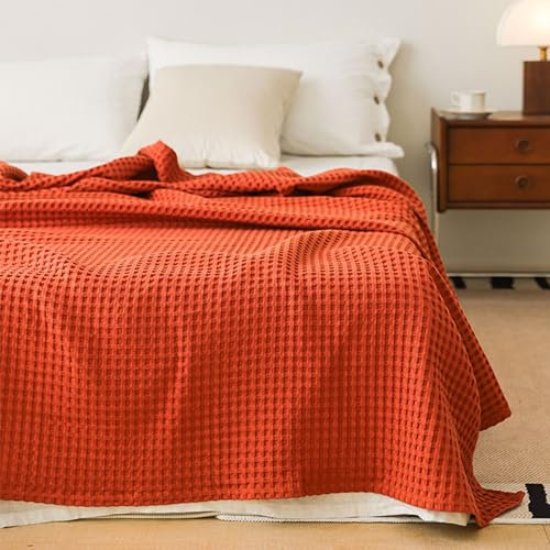 SUNMME Weiche Waffelpique Tagesdecke,Sofa Decke,Couch Überwurf,Baumwolldecke,Bettdecke für Schlafzimmer,Vielseitig und für alle Jahreszeiten geeignet