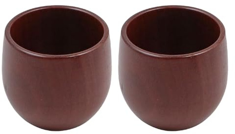 2 pcs ZONADAH Wooden Belly Cup 100ml Water Mug Anti-Scald Drinking Cup for Tea Coffee Wine Whiskey Japanese Wooden Cups for Kitchen Home Office Restaurant