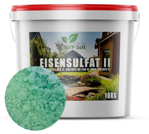Sulfate de fer(II) heptahydraté, engrais pour gazon contre la mousse, fertilisant pour pelouse anti-limaces, en seau 10 kg