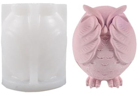 Eulenform Silikon Kerzenform, Eulenform Seifen-Gießformen Schokoladenform Form Tier Silikonform Silikon Seifengießform Silikon Eulen Form Kuchenformen Fondant Schokoladenseife Backformen